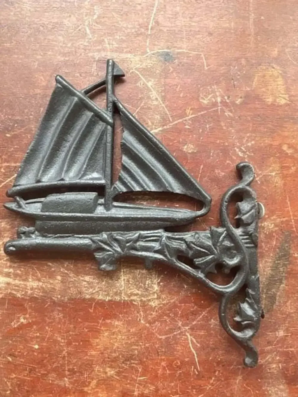 Cast Iron Sailboat Decorative Shelf Bracket Wall Hook Nautical Beach Decor